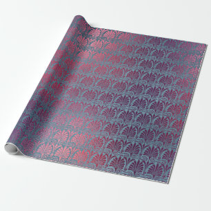 Purple Pink Metallic Art Deco Fans Wrapping Paper