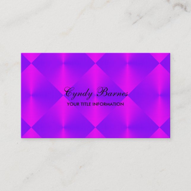 Purple Pink Metallic Look Diamond Tiles Business Card (Front)