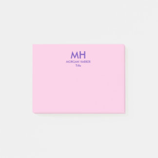 Purple Pink Minimal Clean Initials Post-it Notes