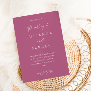 Purple Pink MOD Calligraphy Wedding Invitation