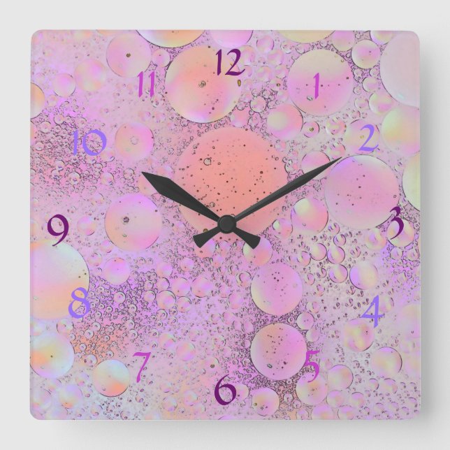Purple & Pink Modern Bubble Wall Clock (Front)