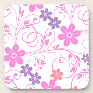 Purple & Pink Modern Floral Coaster