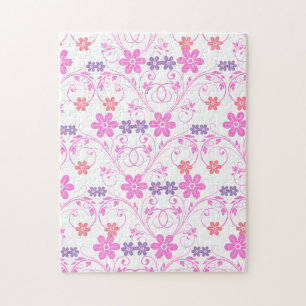 Purple & Pink Modern Floral Jigsaw Puzzle