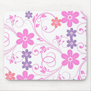 Purple & Pink Modern Floral Mouse Mat