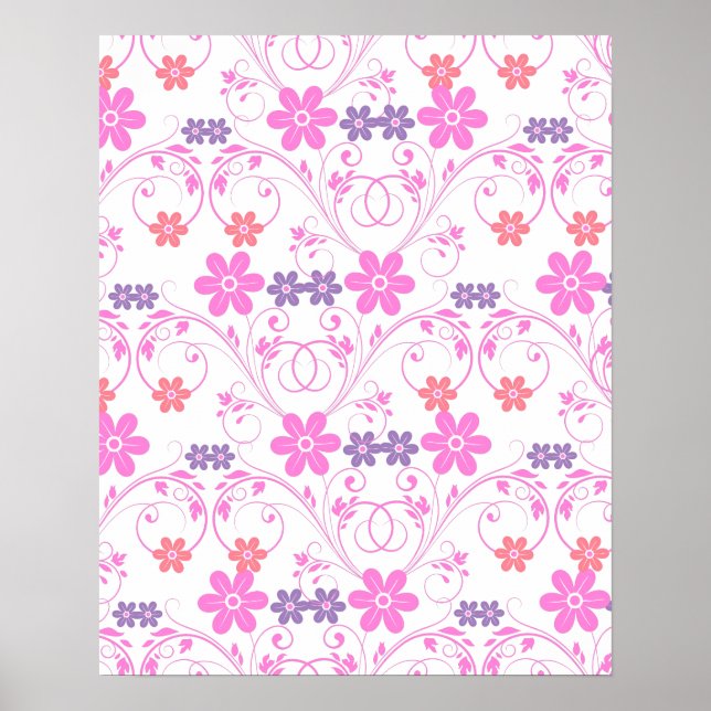 Purple & Pink Modern Floral Poster (Front)
