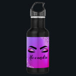 Purple Pink Monogram Glitter Eyelashes Modern 532 Ml Water Bottle<br><div class="desc">Purple and Pink Faux Foil Metallic Sparkle Glitter Brushed Metal Monogram Name and Initial Eyelashes (Lashes),  Eyelash Extensions and Eyes Water Bottle. This makes the perfect sweet 16 birthday,  wedding,  bridal shower,  anniversary,  baby shower or bachelorette party gift for someone decorating her room in trendy cool style.</div>