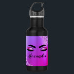 Purple Pink Monogram Glitter Eyelashes Modern 532 Ml Water Bottle<br><div class="desc">Purple and Pink Faux Foil Metallic Sparkle Glitter Brushed Metal Monogram Name and Initial Eyelashes (Lashes),  Eyelash Extensions and Eyes Water Bottle. This makes the perfect sweet 16 birthday,  wedding,  bridal shower,  anniversary,  baby shower or bachelorette party gift for someone decorating her room in trendy cool style.</div>