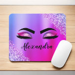 Purple Pink Monogram Glitter Eyelashes Modern Mouse Mat<br><div class="desc">Purple and Pink Faux Foil Metallic Sparkle Glitter Brushed Metal Monogram Name and Initial Eyelashes (Lashes),  Eyelash Extensions and Eyes Computer Mousepad (mouse pad). The design makes the perfect sweet 16 birthday,  wedding,  bridal shower,  anniversary,  baby shower or bachelorette party gift for someone looking for a trendy cool style.</div>