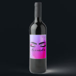 Purple Pink Monogram Glitter Eyelashes Modern Wine Label<br><div class="desc">Purple and Pink Faux Foil Metallic Sparkle Glitter Brushed Metal Monogram Name and Initial Eyelashes (Lashes),  Eyelash Extensions and Eyes Wine Label. The design makes the perfect sweet 16 birthday,  wedding,  bridal shower,  anniversary,  baby shower or bachelorette party gift for someone looking for a trendy cool style.</div>
