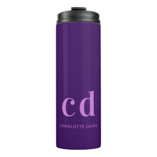 Purple pink monogram initials name modern thermal tumbler