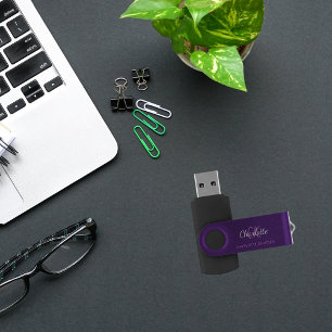 Purple pink monogram name script USB flash drive