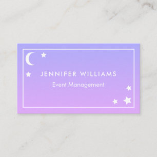 Purple Pink Moon & Stars Business Cards