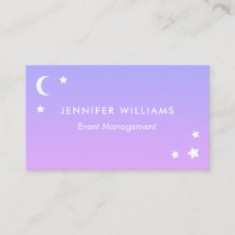 Purple Pink Moon & Stars Business Cards