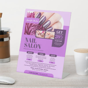 Purple pink Nails Salon, Beauty Salon Pedestal Sign