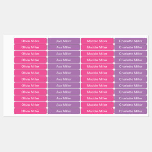 Purple pink name labels for school camp daycare