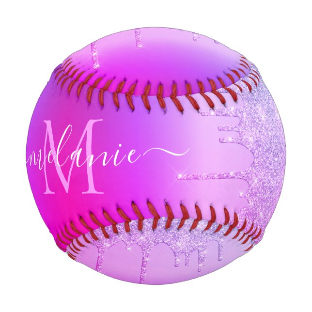 Purple Pink Neon Gold Glitter Baseball Custom Name (Front)