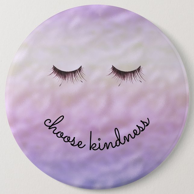 Purple Pink Ombre Black Eyelashes Kindness 6 Cm Round Badge (Front)