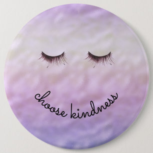 Purple Pink Ombre Black Eyelashes Kindness 6 Cm Round Badge