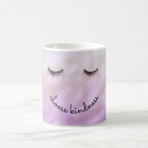 Purple Pink Ombre Black Eyelashes Kindness Coffee Mug