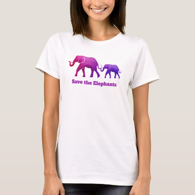 Purple Pink Ombre Elephant Cow Calf  T-Shirt (Front)