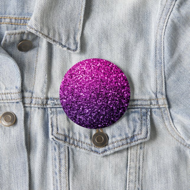 Purple Pink Ombre faux glitter sparkles 7.5 Cm Round Badge (In Situ)