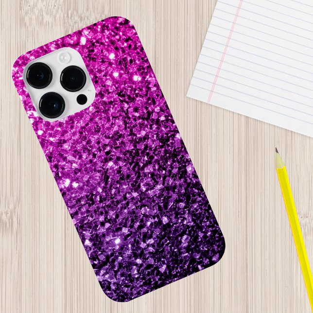 Purple Pink Ombre faux glitter sparkles bling  Case-Mate iPhone Case (Sparkle up and protect your phone with trendy faux sparkles phone case. In many different colors.)