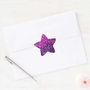 Purple Pink Ombre faux glitter sparkles Star Sticker