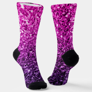 Purple Pink Ombre faux shiny glitter sparkles Socks