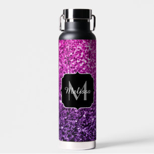 Purple Pink Ombre faux shiny glitter sparkles Water Bottle