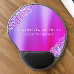 Purple Pink Ombre Glitter Office Business Gel Mouse Mat<br><div class="desc">Purple - Pink Glitter Faux Sparkle Glitter Metallic Foil Minimalist Business Mousepad (Mouse Pad) with white lettered typography for the monogram. The Rose Gold Girly Business design can be customised with your name. Please contact the designer for customised matching items.</div>