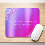 Purple Pink Ombre Glitter Office Business Mouse Mat<br><div class="desc">Purple Pink Glitter Faux Sparkle Glitter Metallic Foil Minimalist Business Mousepad (Mouse Pad) with white lettered typography for the monogram. The Rose Gold Girly Business design can be customised with your name. Please contact the designer for customised matching items.</div>