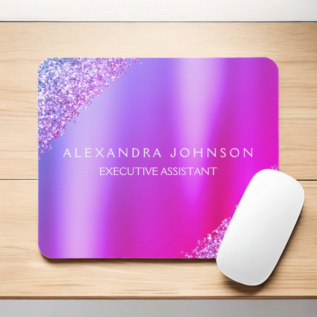 Purple Pink Ombre Glitter Office Business Mouse Mat (Creator Uploaded)