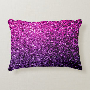 Purple Pink Ombre glitter sparkles Decorative Cushion