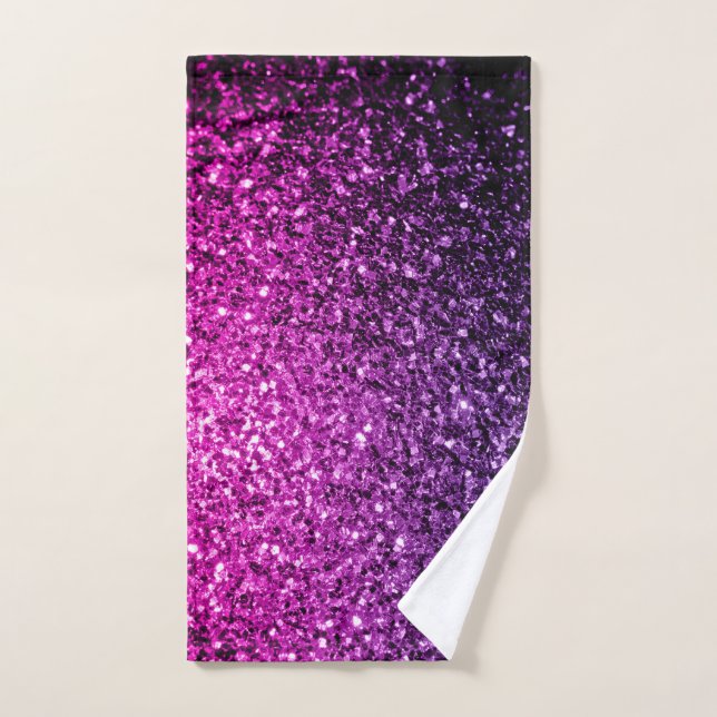 Purple Pink Ombre glitter sparkles Hand Towel (Hand Towel)