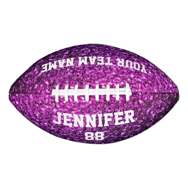 Purple pink ombre glitter sparkles Your name Team American Football (Front)