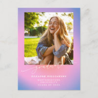 Purple Pink Ombre Photo Script Graduation Class