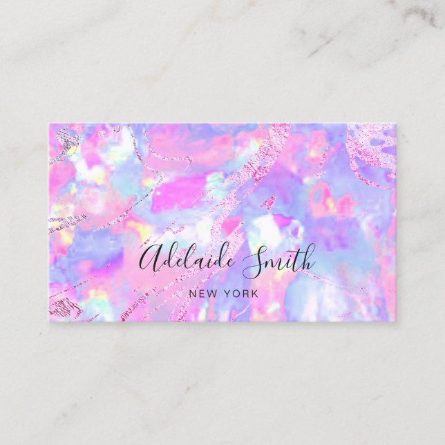 purple pink opal stone photo Business Card (Front)