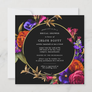 Purple Pink Orange Floral Bridal Shower Invitation