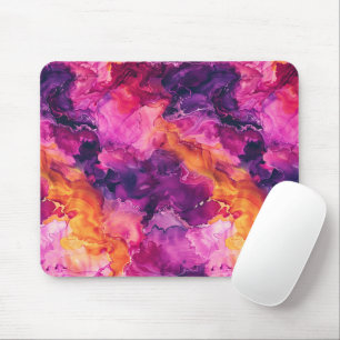 Purple Pink Orange Fluid Marble Mouse Mat