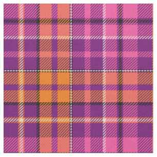 Purple Pink Orange Plaid Tartan Design  Fabric