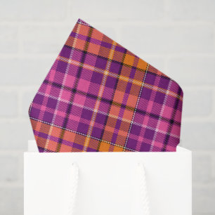 Purple Pink Orange Plaid Tartan Design  Tissue Paper