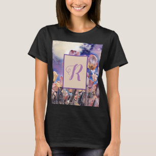 Purple pink orange tulips customisable monogram T-Shirt