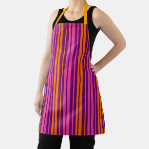 Purple Pink Orange Vertical Stripes Design Apron