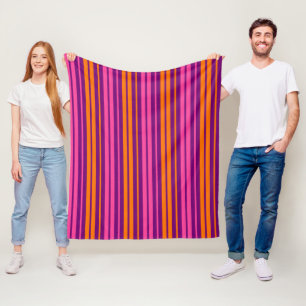 Purple Pink Orange Vertical Stripes Design Fleece Blanket