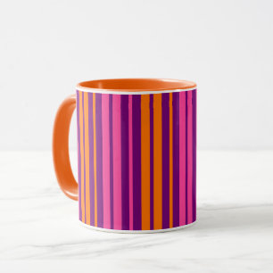 Purple Pink Orange Vertical Stripes Design   Mug