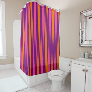 Purple Pink Orange Vertical Stripes Design Shower Curtain