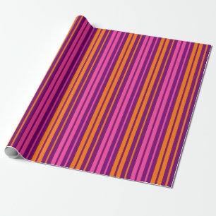 Purple Pink Orange Vertical Stripes Design Wrapping Paper