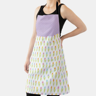 PURPLE PINK ORANGE YELLOW BLUE EASTER TULIPS APRON