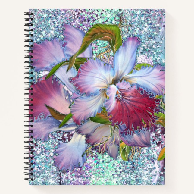 Purple Pink Orchid Floral Watercolor Notebook (Front)