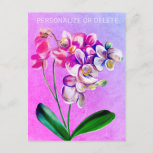 Purple Pink Orchid Watercolor Floral Personalised Postcard
